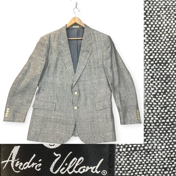ANDRÉ VILLARD Paris Mens Blazer Donegal Tweed Classic Tailored Sport Coat 46L - Picture 2 of 16